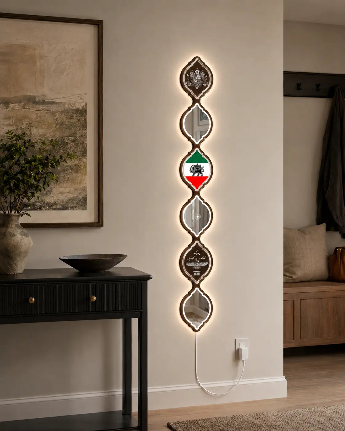 Personalized Iranian Flag LED Mirror Wall Art