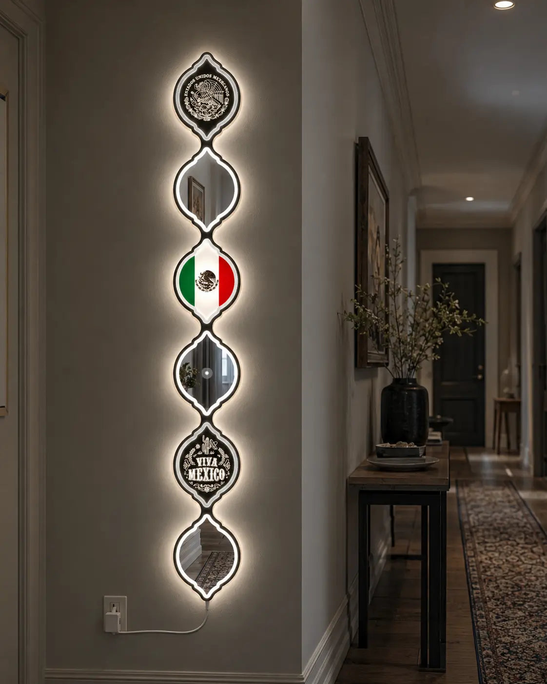 Personalized Mexican Flag LED Mirror Wall Art