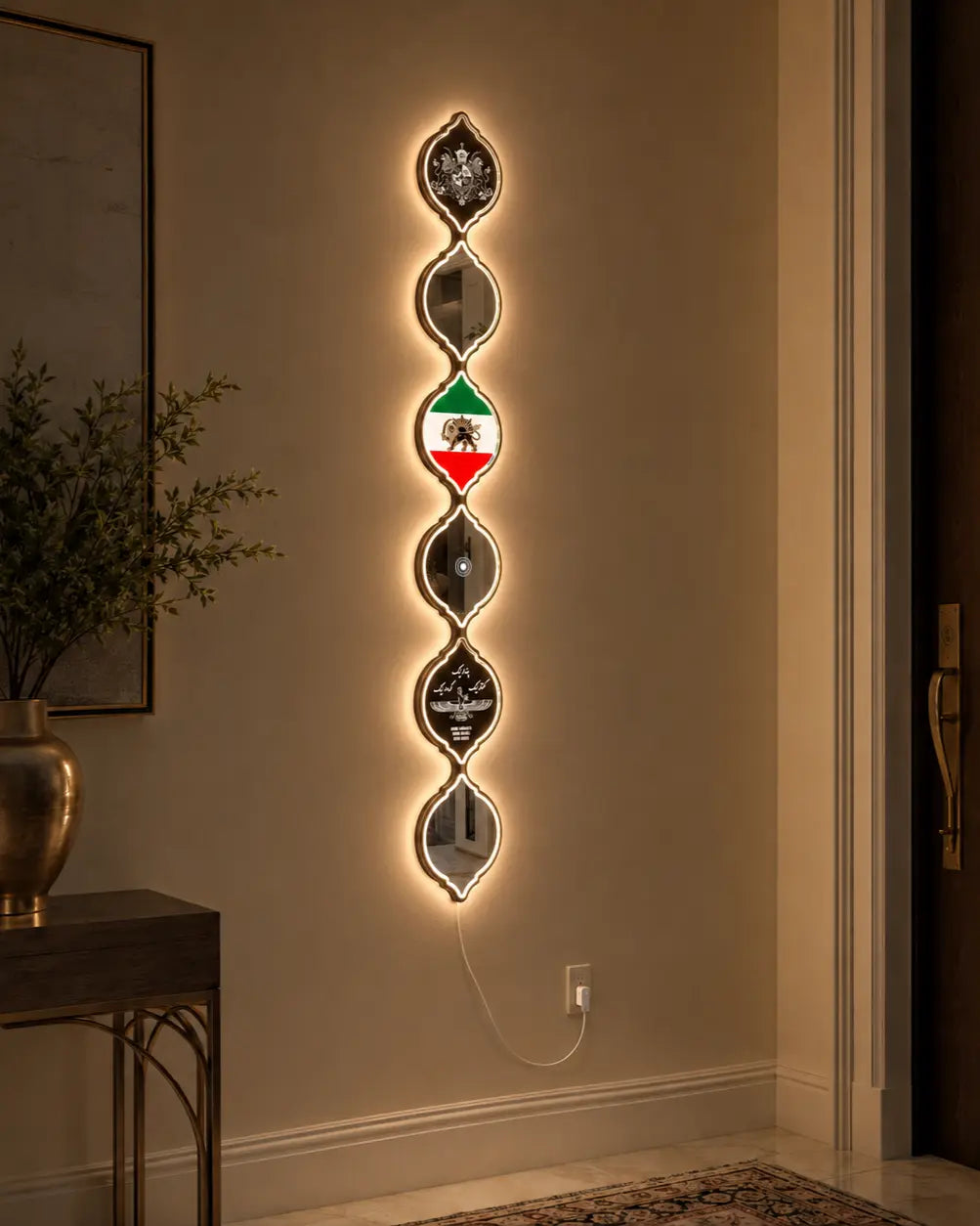Personalized Iranian Flag LED Mirror Wall Art