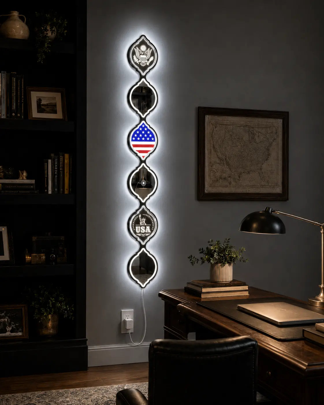 Personalized American Flag LED Mirror Wall Art