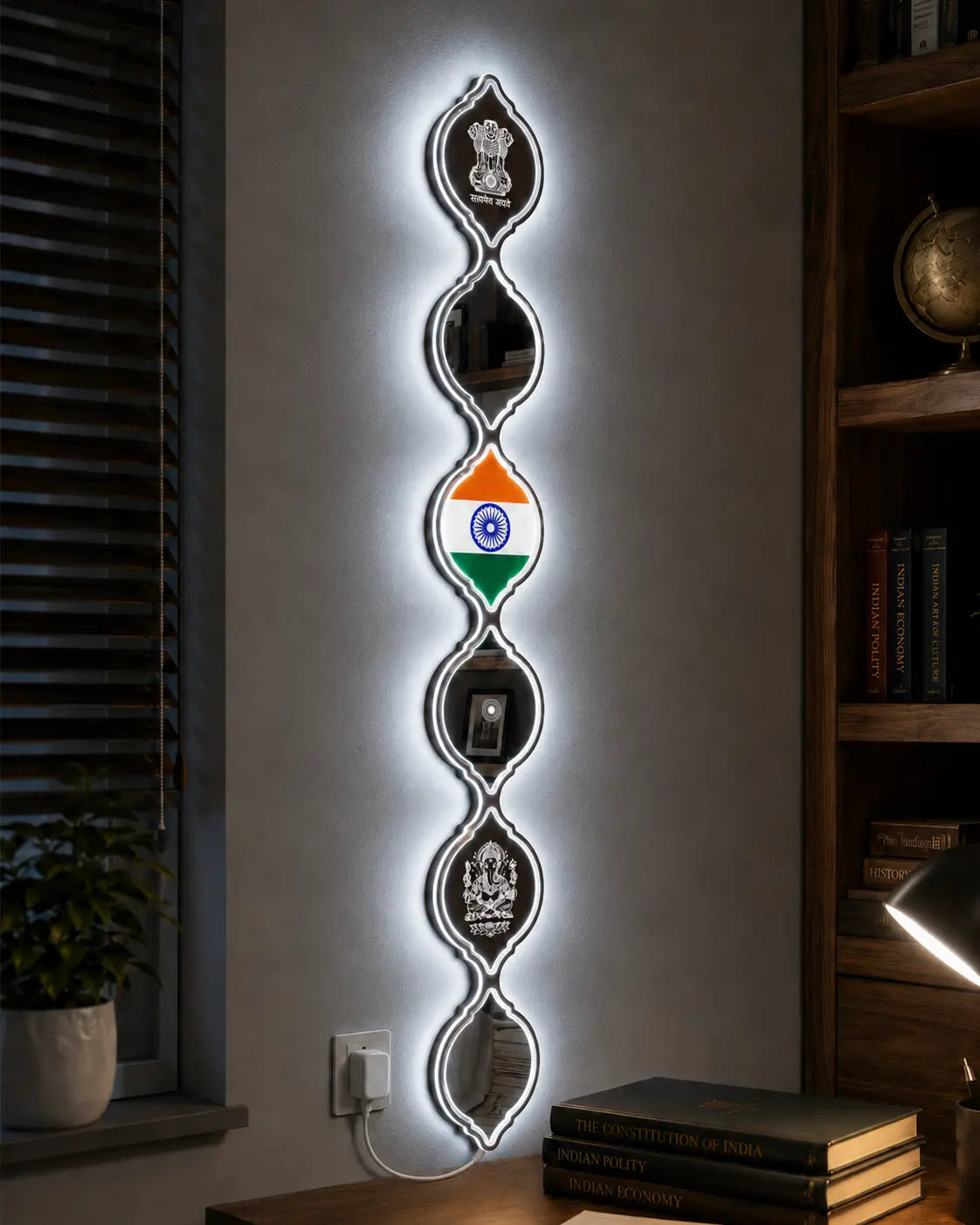 Personalized Indian Flag LED Mirror Wall Art