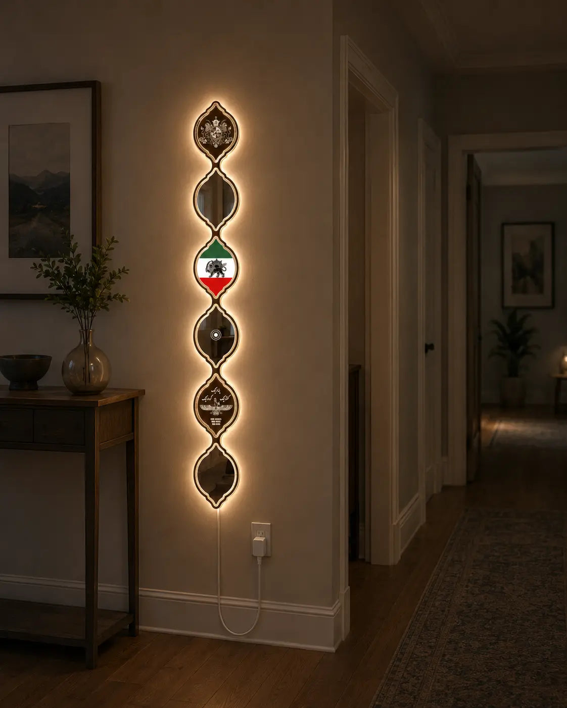 Personalized Iranian Flag LED Mirror Wall Art