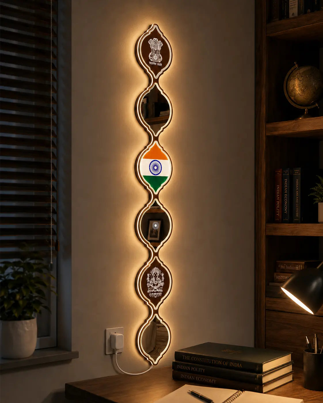 Personalized Indian Flag LED Mirror Wall Art