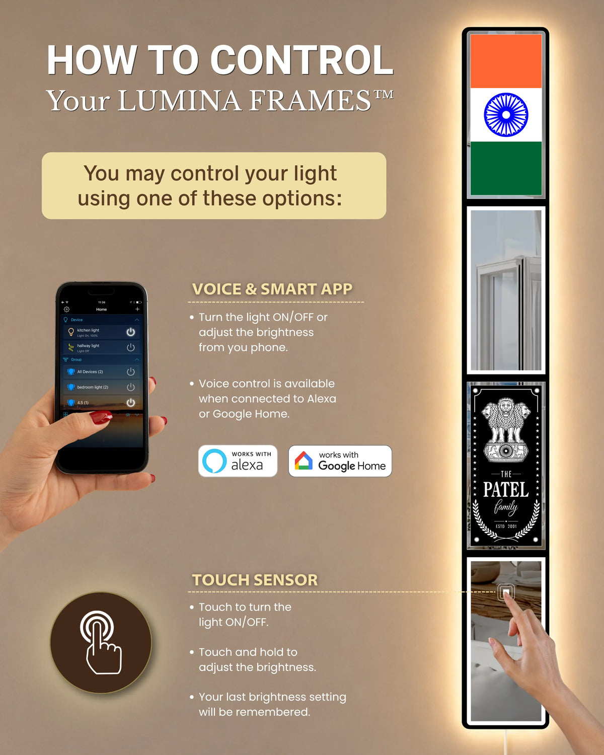 Indian Flag LED Mirror Art | LUMINA FRAMES™
