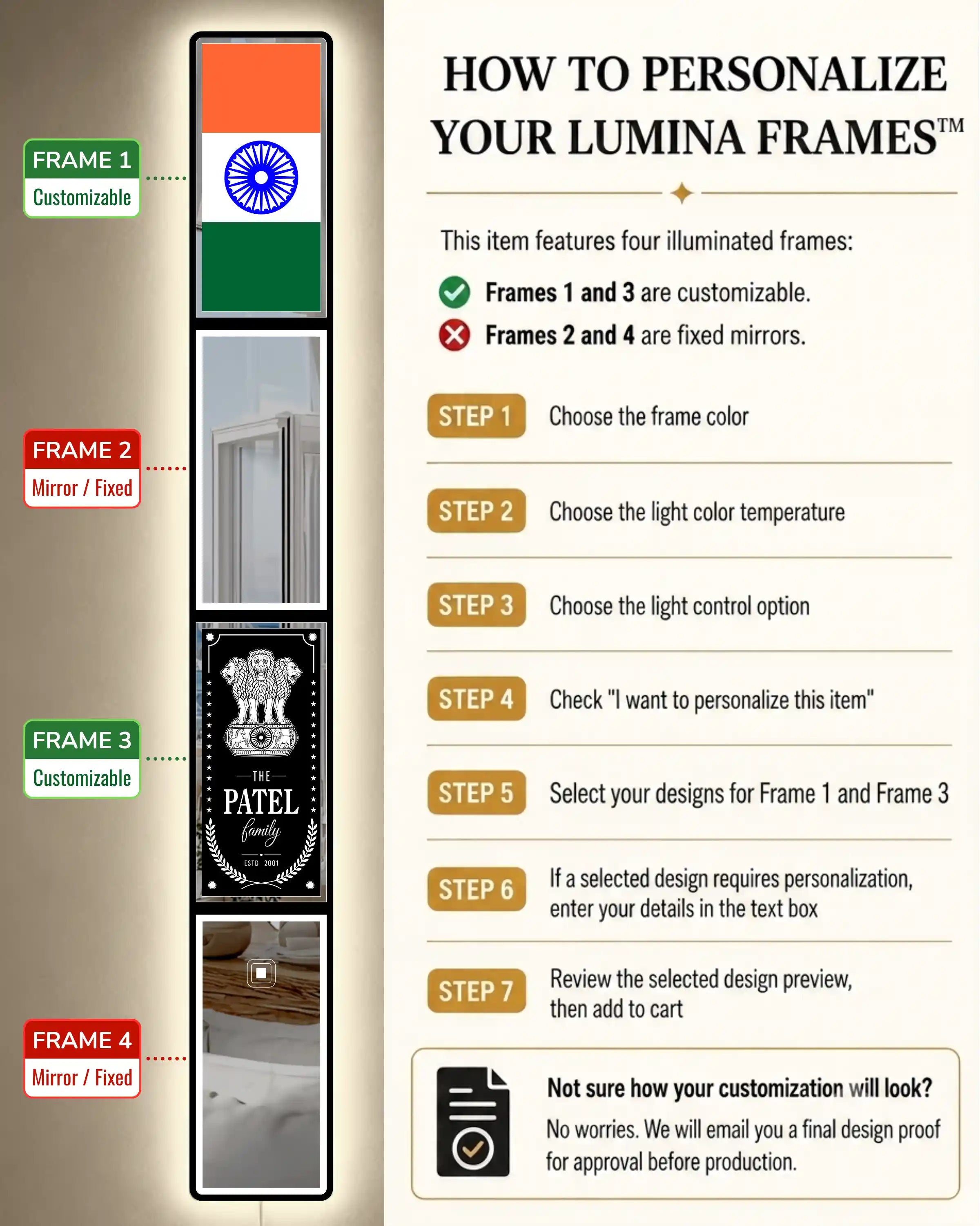 Indian Flag LED Mirror Art | LUMINA FRAMES™