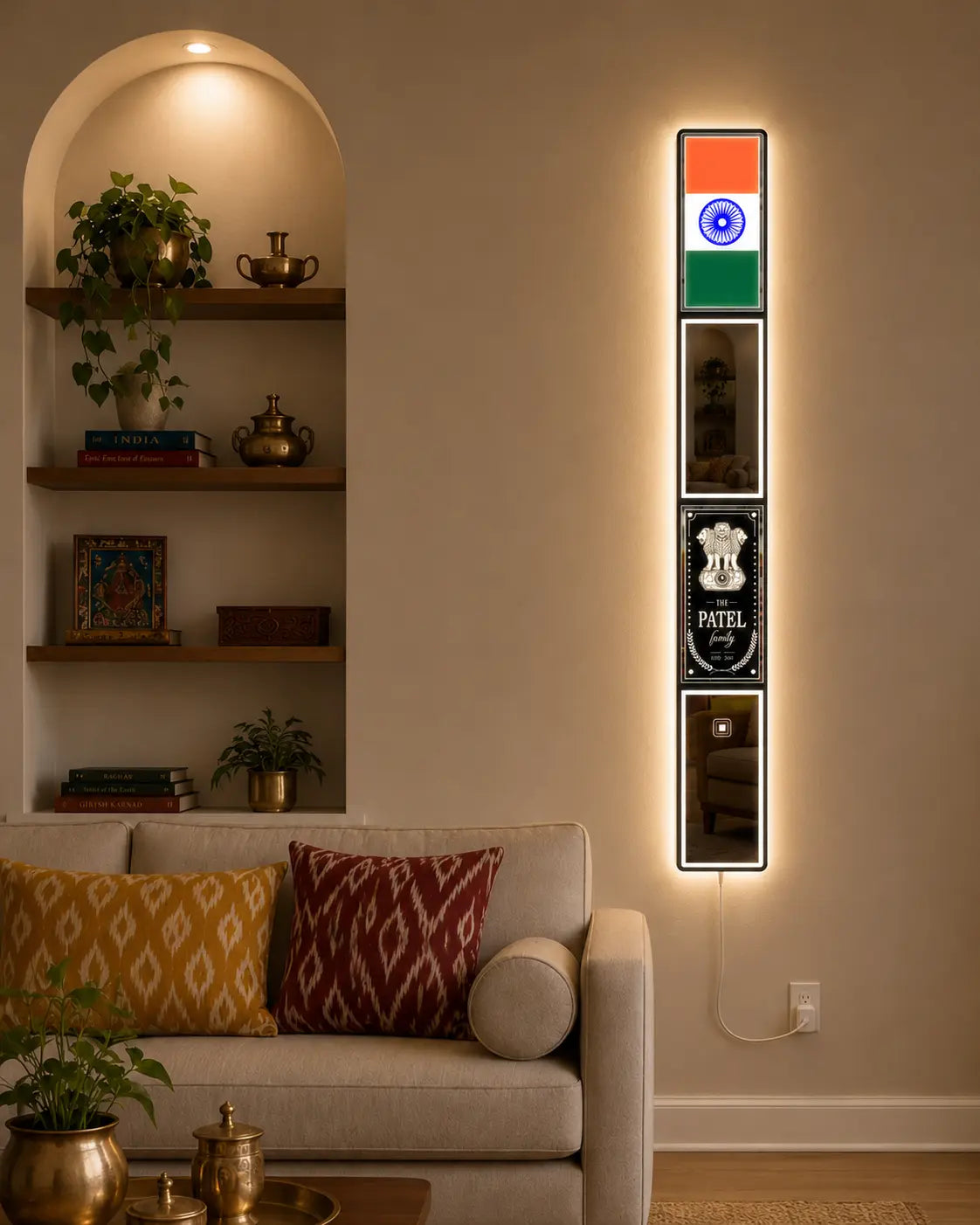 Indian Flag LED Mirror Art | LUMINA FRAMES™