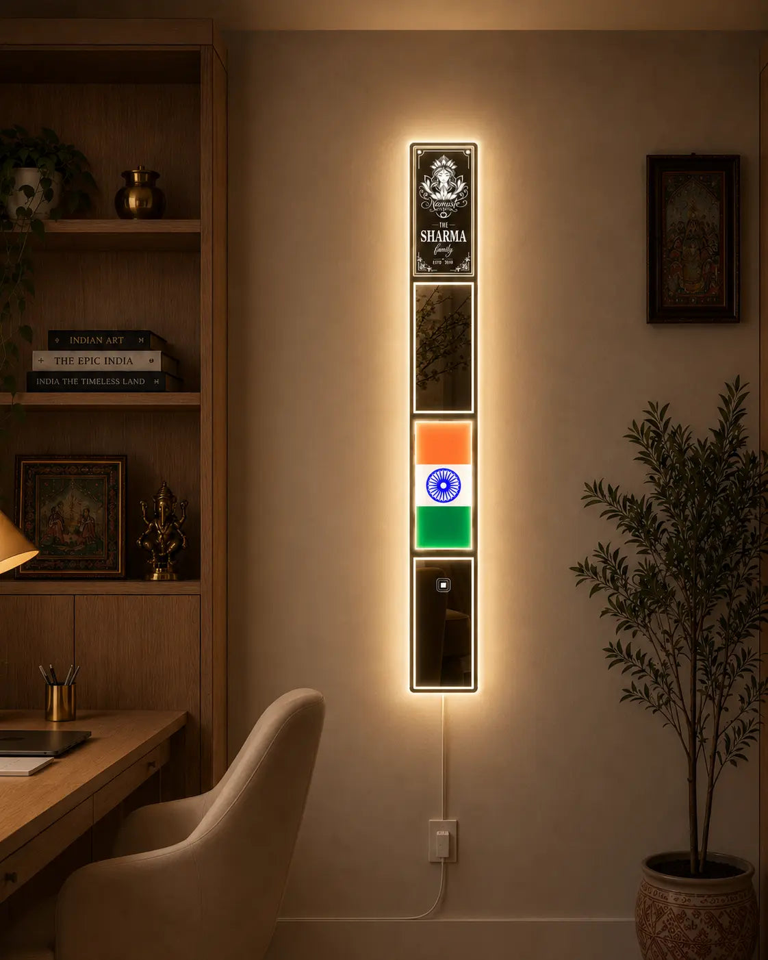 Indian Flag LED Mirror Art | LUMINA FRAMES™