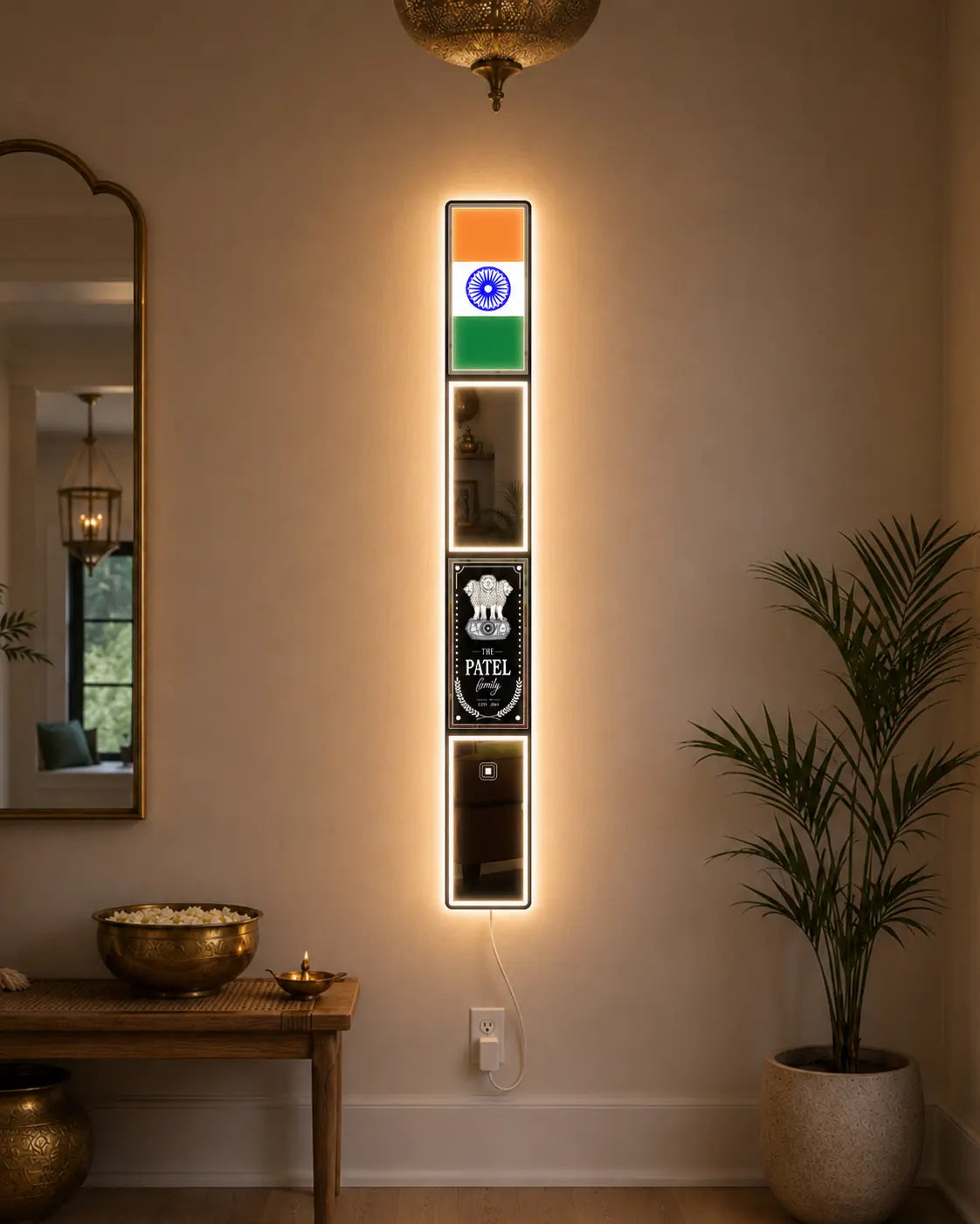 Indian Flag LED Mirror Art | LUMINA FRAMES™