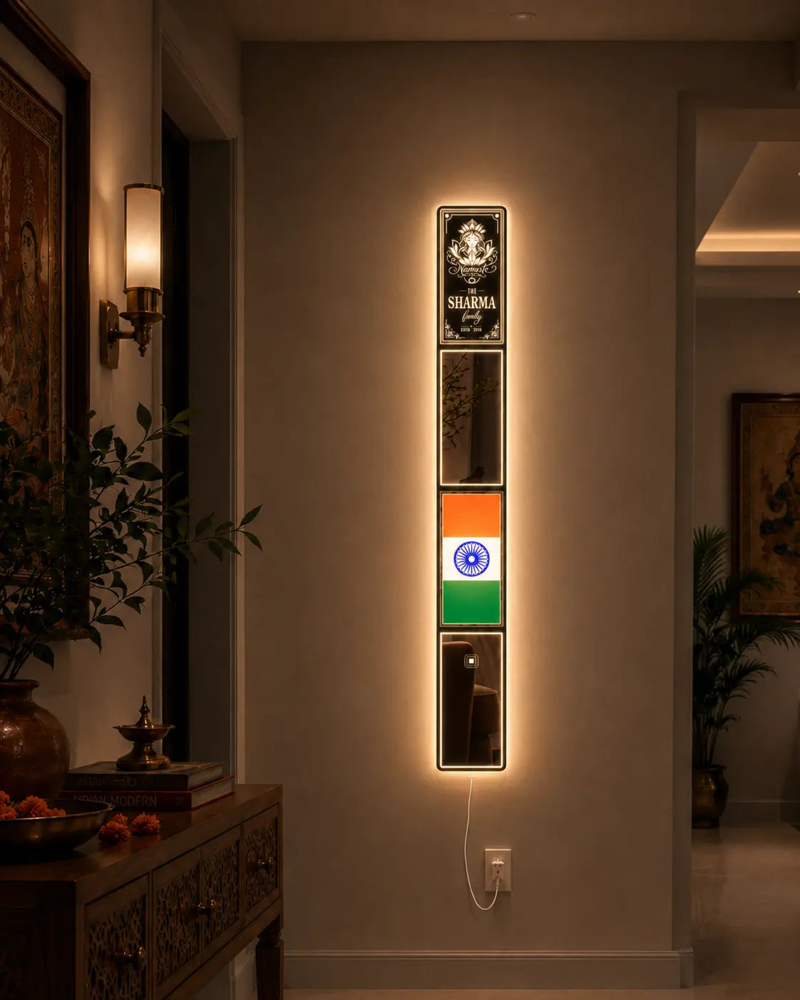 Indian Flag LED Mirror Art | LUMINA FRAMES™