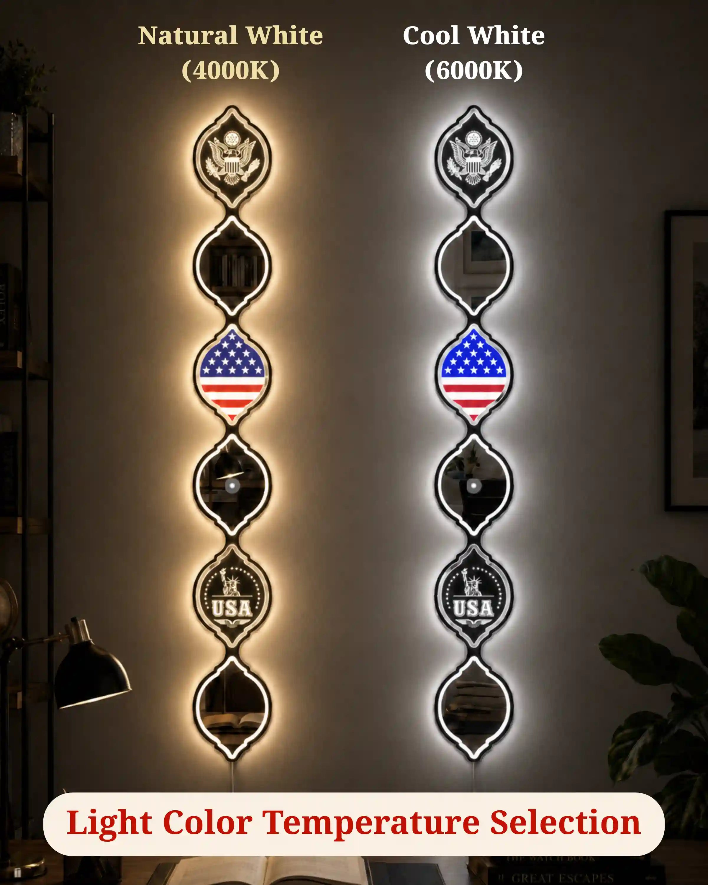Personalized American Flag LED Mirror Wall Art