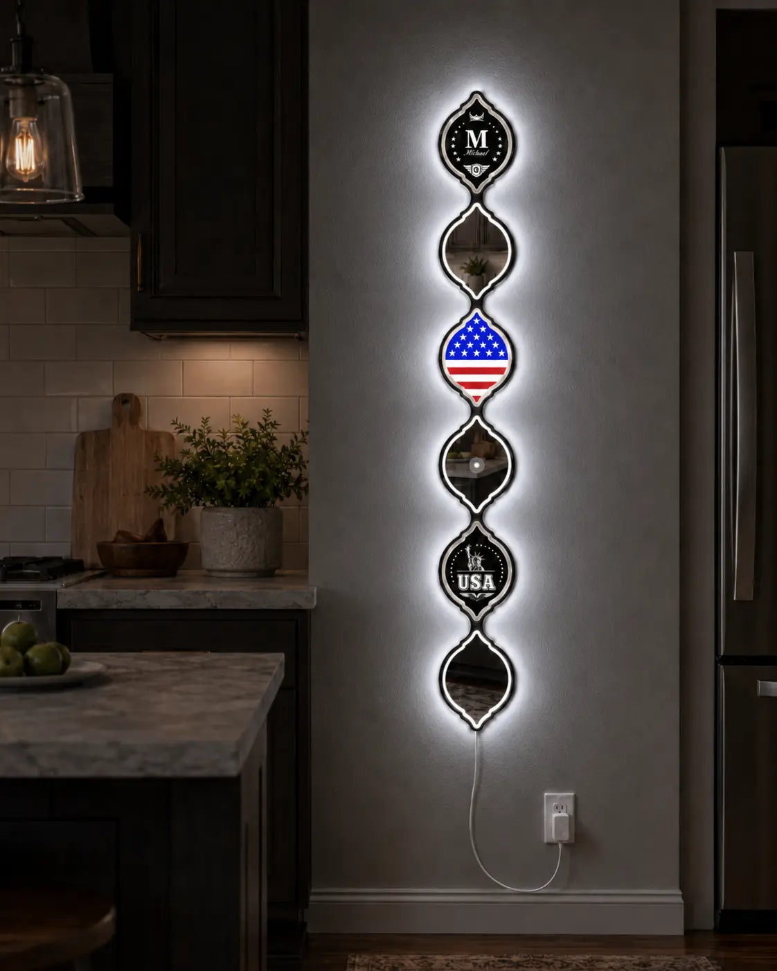 Personalized American Flag LED Mirror Wall Art