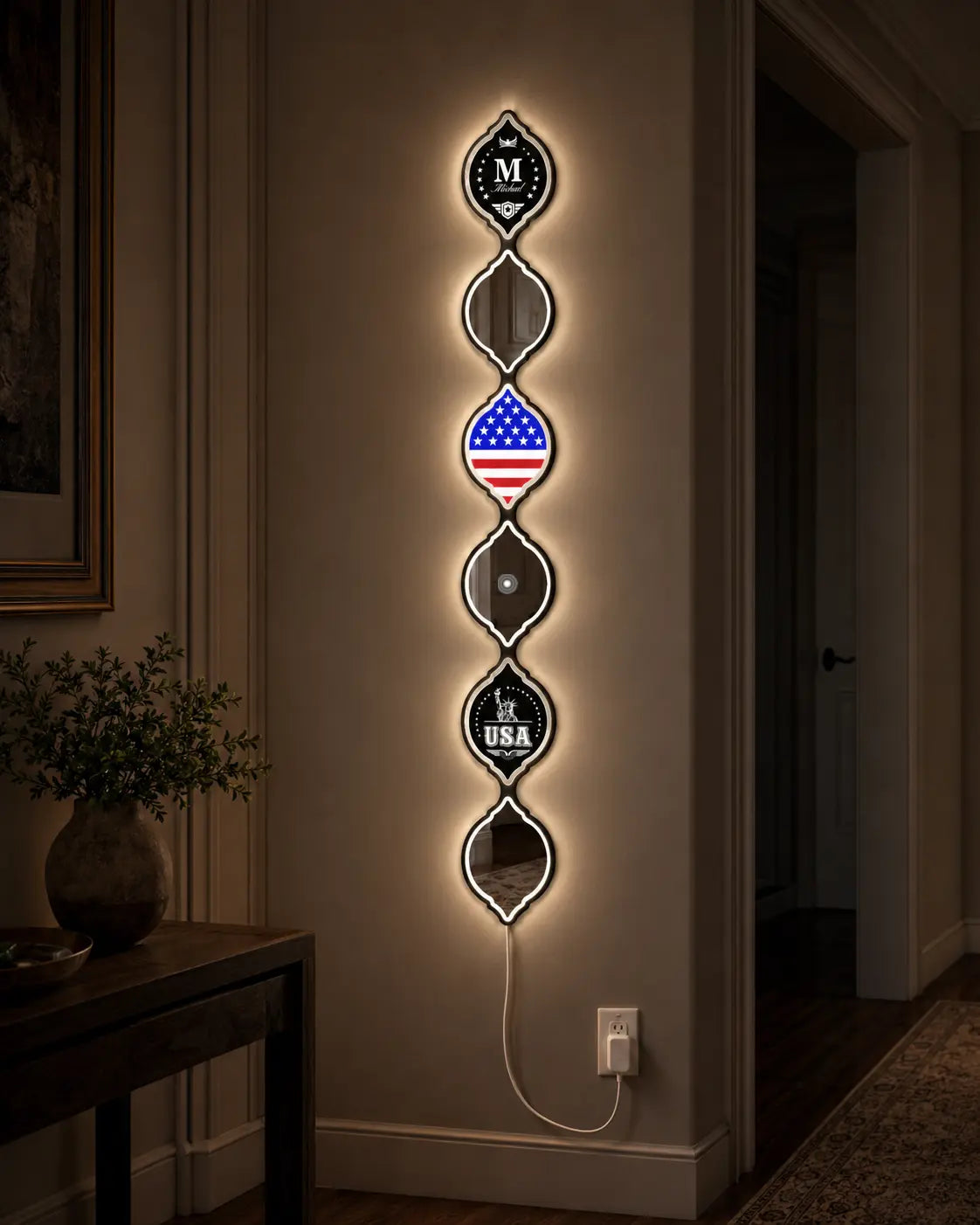 Personalized American Flag LED Mirror Wall Art